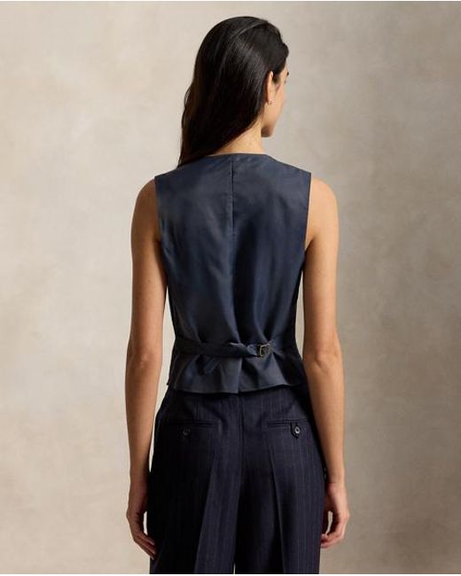Polo Ralph Lauren Blue Pinstripe Wool Flannel Waistcoat