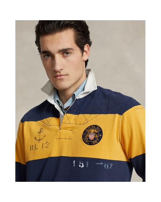 Polo Ralph Lauren Yellow Classic Fit Striped Jersey Rugby Shirt for men