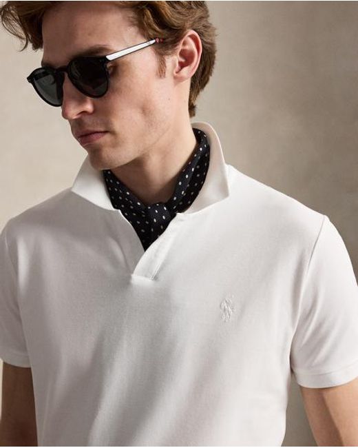 Polo Ralph Lauren White Custom Slim Fit Stretch Mesh Polo Shirt for men