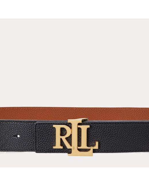 Ralph Lauren Black Reversible Leather-Tone Buckle Belt