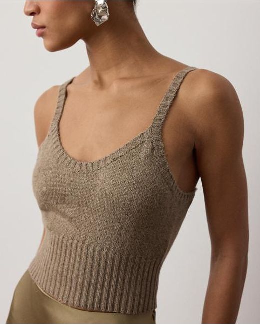 Ralph Lauren Brown Silk-Blend Mouliné Camisole Jumper
