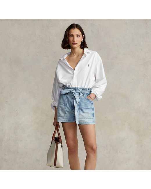 Polo Ralph Lauren Belted Paperbag Denim Short in Poppy Wash (Blue) Lyst