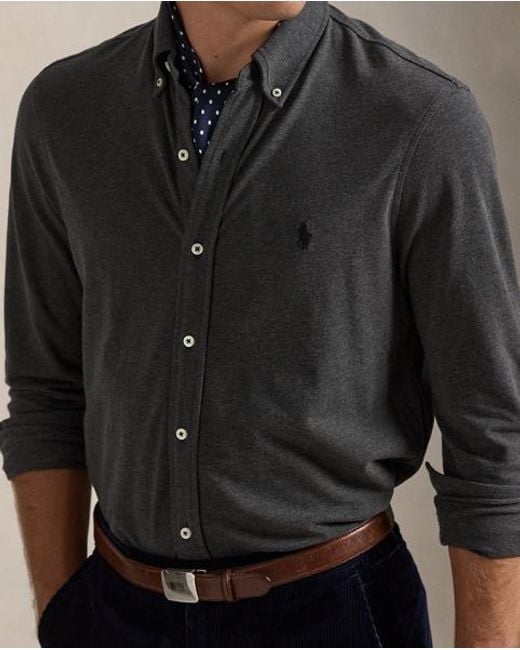 Polo Ralph Lauren Gray Featherweight Mesh Shirt for men