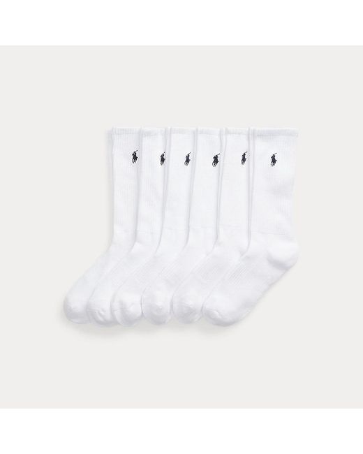 6 pares de calcetines de media caña Polo Ralph Lauren de hombre de color White