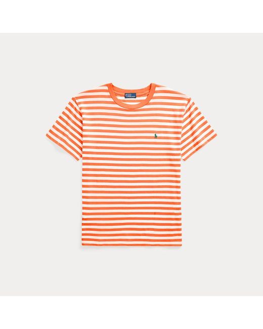 Maglietta in cotone biologico a righe di Polo Ralph Lauren in Orange