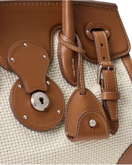 Ralph Lauren Natural Soft Ricky 27 Calfskin-Trim Woven Bag