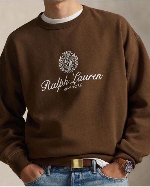 Polo Ralph Lauren Brown Relaxed Fit Fleece Graphic Sweatshirt for men