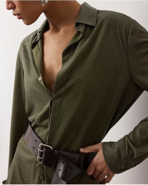 Ralph Lauren Green Adrien Relaxed Fit Embellished Shirt
