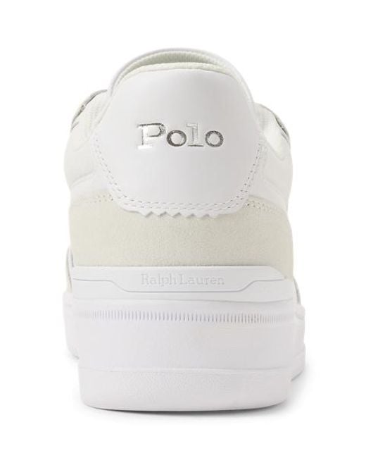 Polo Ralph Lauren White Open Masters Leather-Suede Sneaker for men