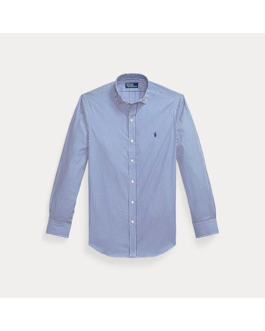 Polo Ralph Lauren Blue Custom Fit Striped Poplin Shirt for men