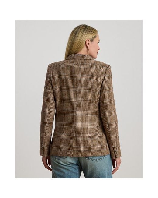 Taglie Plus - Blazer in twill principe di Galles di Ralph Lauren in Brown