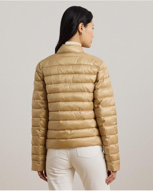 Ralph Lauren Brown Übergroßer Metallic-Daunenmantel