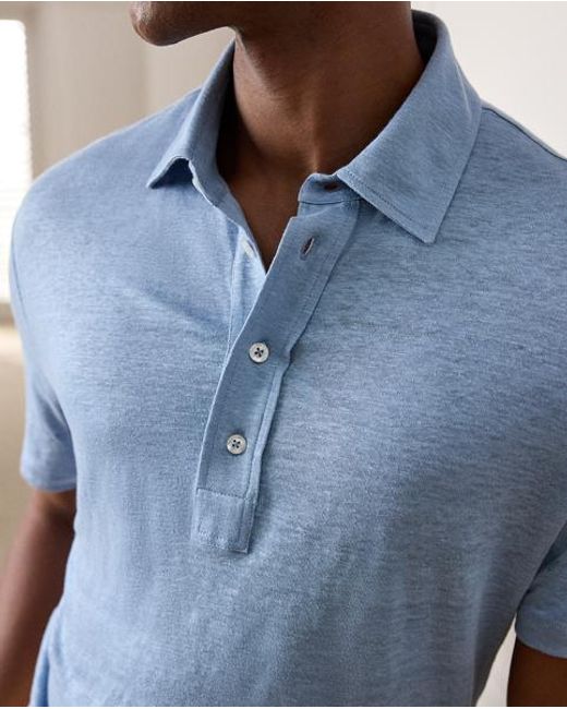 Ralph Lauren Blue Linen Jersey Polo Shirt for men