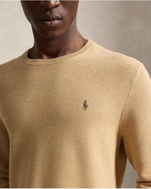Polo Ralph Lauren Natural Mesh-Knit Cotton Crewneck Sweater for men