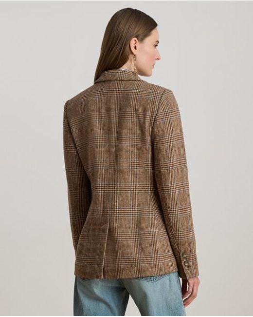 Ralph Lauren Brown Glencheck-Twillblazer Aus Wollmischung