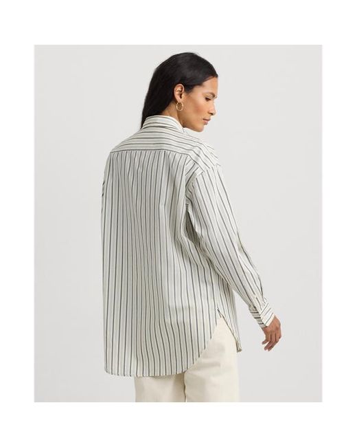 Lauren by Ralph Lauren Gray Ralph Lauren Striped Cotton Broadcloth Shirt
