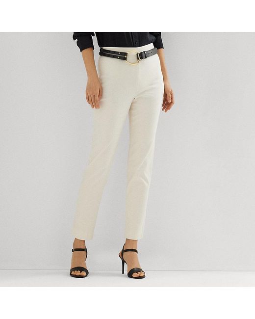 Lauren by Ralph Lauren Natural High-rise Cotton-blend Cropped Trouser