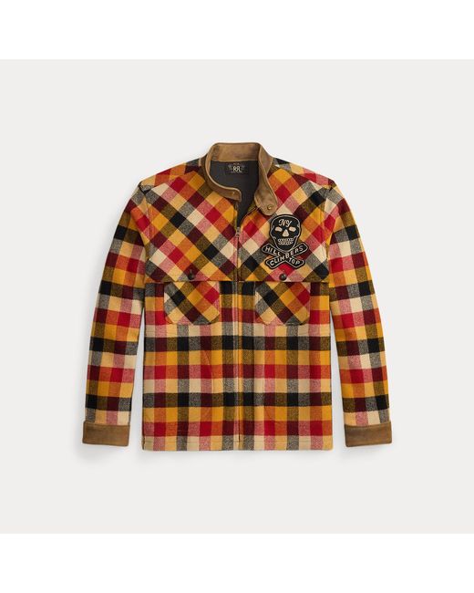 RRL Yellow Cat-Patch Plaid Wool Overshirt for men