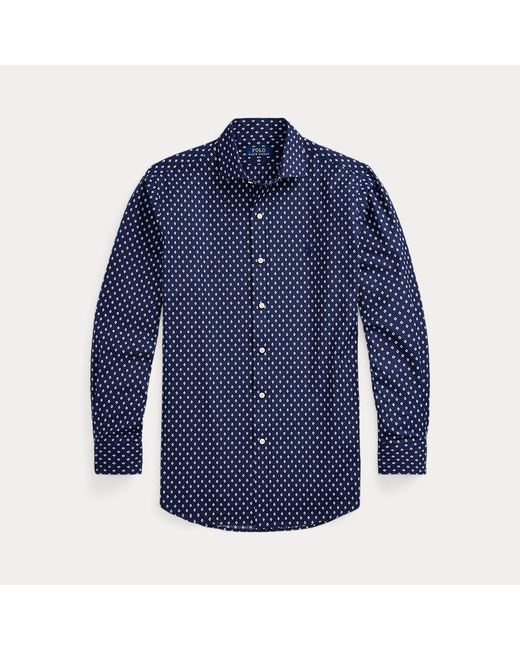 Polo Ralph Lauren Slim Fit Stretch Poplin Overhemd in het Blue voor heren