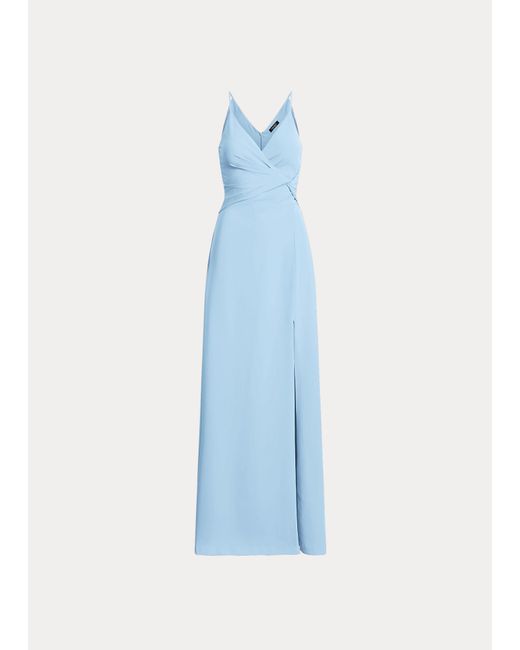 Ralph Lauren Blue Crepe Sleeveless Gown