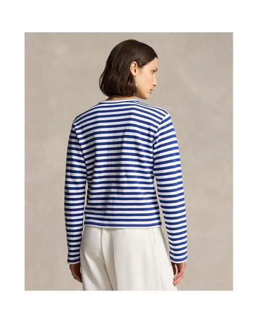 Polo Ralph Lauren Blue Striped French Terry Cardigan