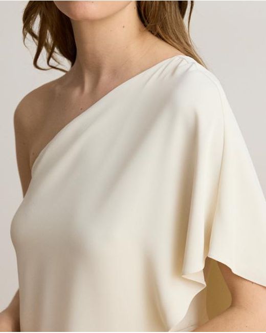 Ralph Lauren Natural Cape Georgette One-Shoulder Jumpsuit