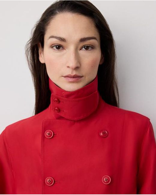 Ralph Lauren Red Raquel Silk-Blend Trench Coat