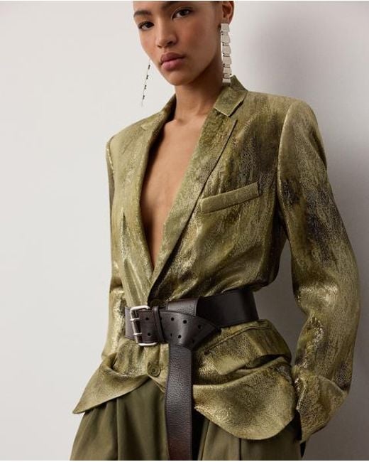 Ralph Lauren Green Marcy Abstract Metallic Jacquard Jacket