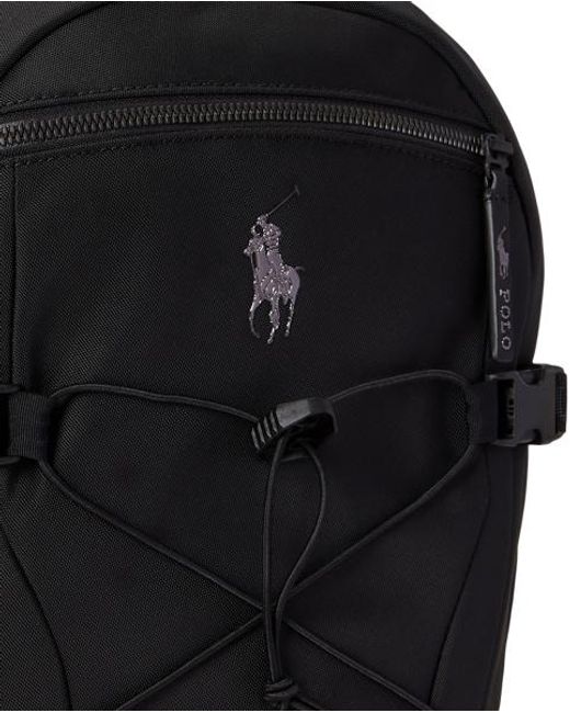 Polo Ralph Lauren Black Logo-Trim Backpack for men
