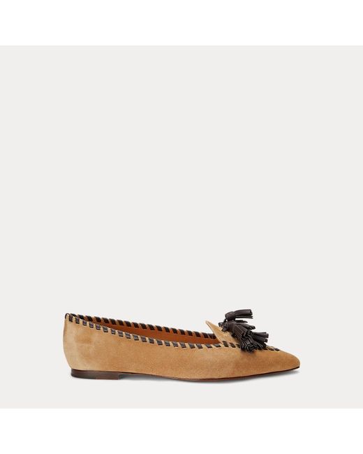 Polo Ralph Lauren Brown Two-tone Tasselled Suede Loafer