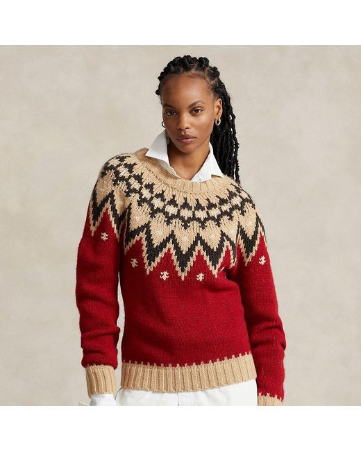 Ralph Lauren Fair Isle Wool-blend Sweater in Red | Lyst