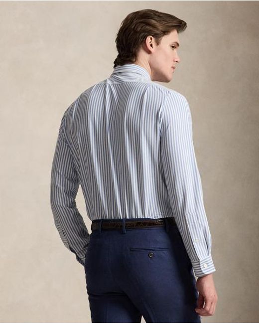 Polo Ralph Lauren Blue Striped Knitted Oxford Shirt for men
