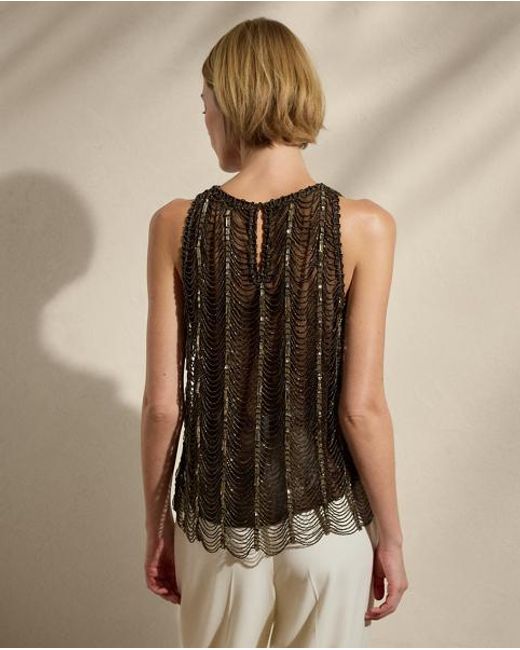 Ralph Lauren Brown Ärmellose Bluse Niccola Mit Verzierung