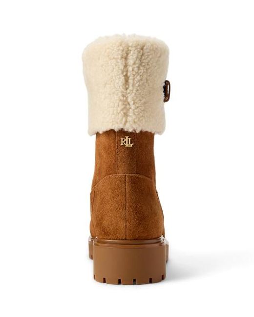 Ralph Lauren Brown Schnürstiefelette Allyson Mit Lammfell