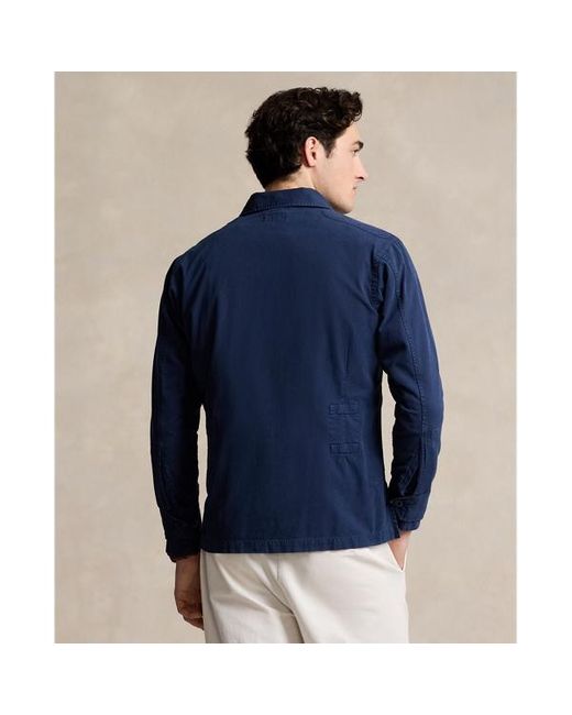 Giacca a camicia in twill lavato di Polo Ralph Lauren in Blue da Uomo