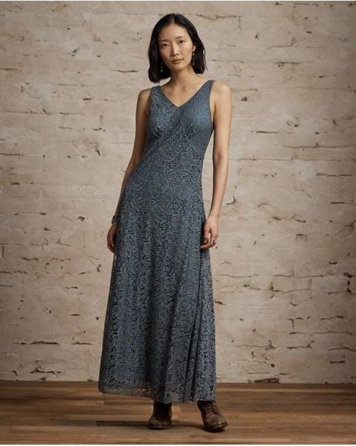 RRL Blue Floral Lace Dress