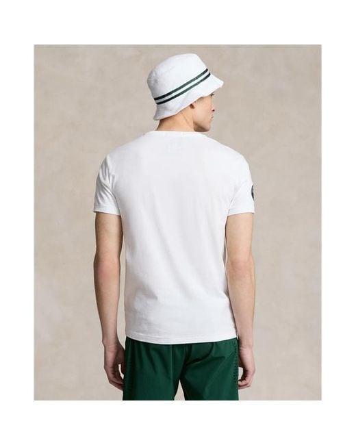 Polo Ralph Lauren White Wimbledon Custom Slim Polo Bear T-shirt for men