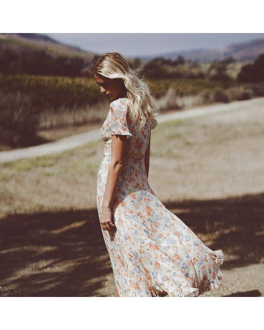 RRL Multicolor Floral Crinkle Silk Chiffon Dress
