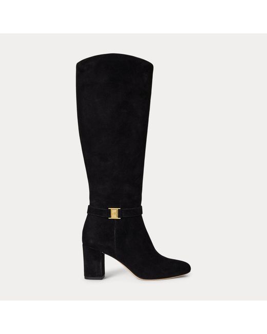 Bottes Hautes À Talon Kellie En Daim Ralph Lauren en coloris Black