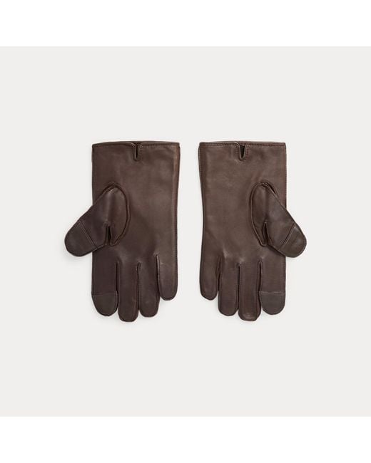 Polo Ralph Lauren Brown Insulated Sheepskin Touch Screen Gloves for men