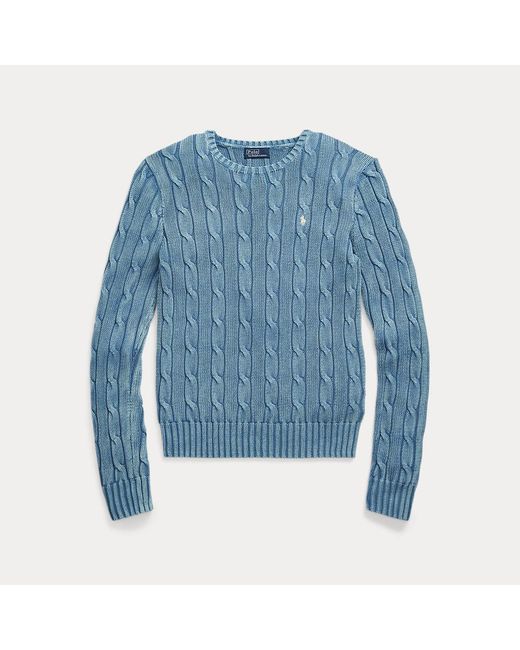 Polo Ralph Lauren Blue Tonal-motif Cable Cotton Sweater