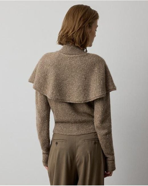 Ralph Lauren Brown Cashmere Donegal Cape Cardigan Jumper