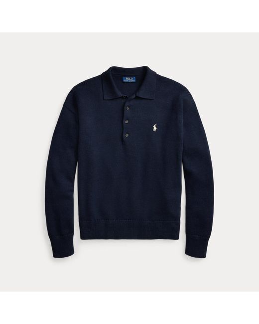 Polo Ralph Lauren Blue Relaxed Fit Flag Cotton Jumper for men