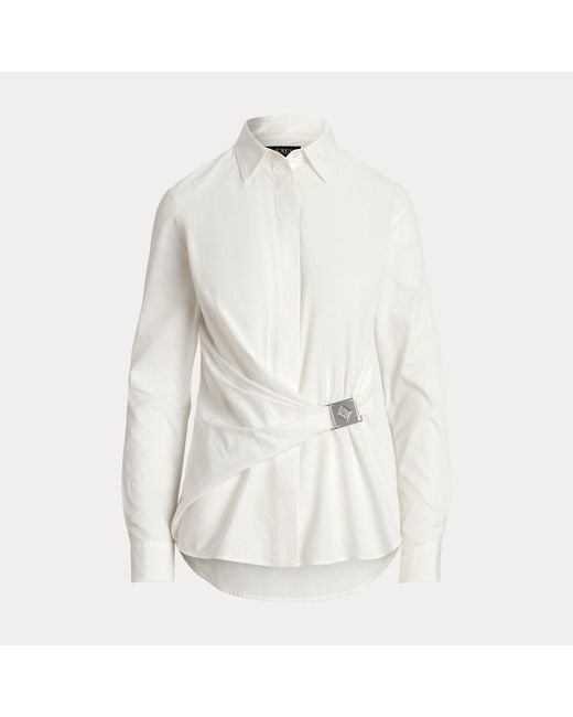 Camisa De Paño Con Hebilla Y Ribete Ralph Lauren de color White