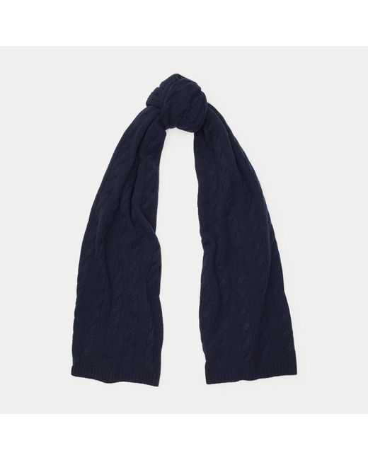 Ralph Lauren Blue Cable Cashmere Scarf