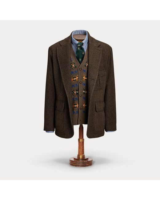 RRL Brown Unconstructed Herringbone Sport Coat for men