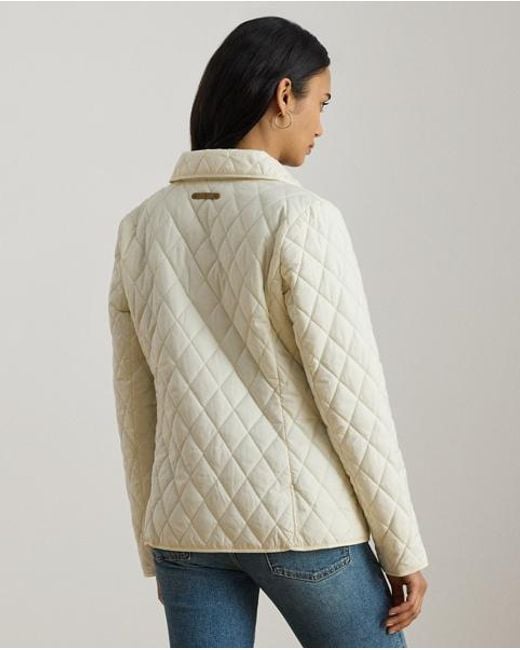 Ralph Lauren White Crest-Patch Diamond-Quilted Jacket