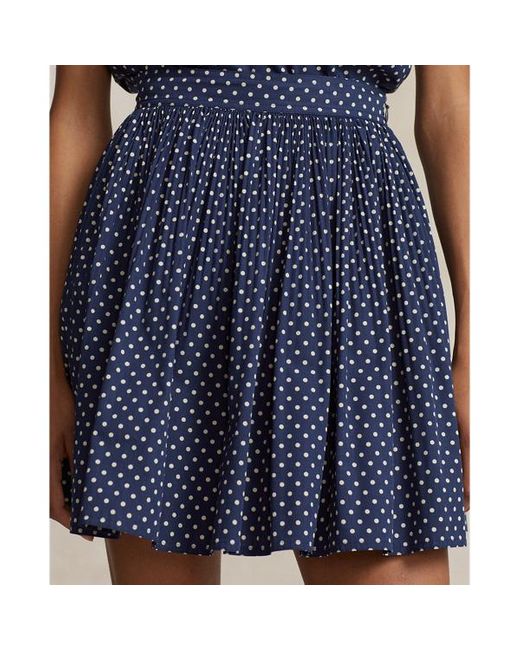 Ralph Lauren Blue Polka Dot A-line Skirt