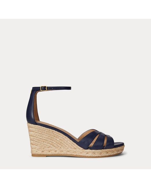 Ralph Lauren Blue Nellie Nappa Leather Espadrille