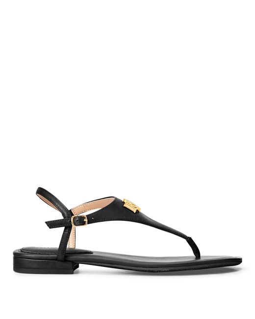 Ralph Lauren Ellington Leather Sandal in Black | Lyst